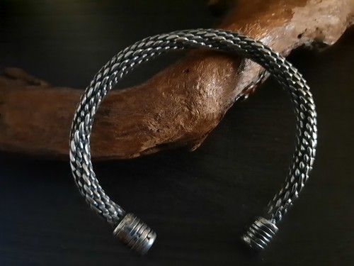 Real Solid 925 Sterling Silver Men Bracelet Handmade Cuff.Bracelet Weight: 36.7g - Picture 2 of 5