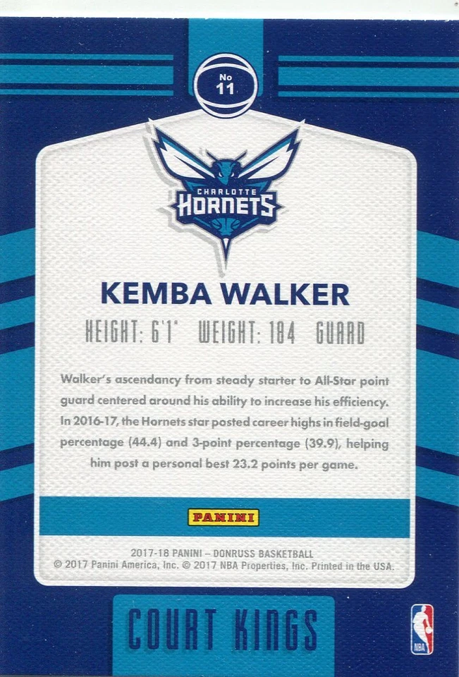 Insertos Donruss Court Kings 2017-18 Kemba Walker Boston Celtics Foto 2 de 2