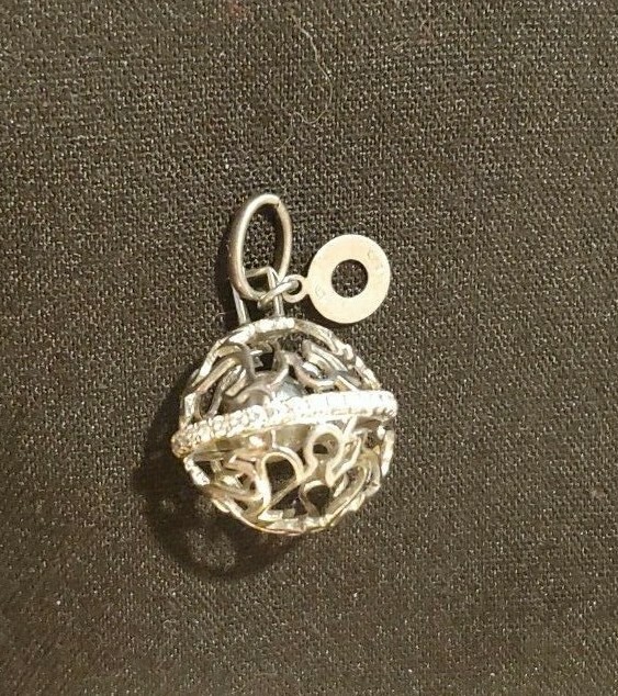 Roberto Giannotti Signed Charm Pendant Rattle Ball 925 Sterling Silver Swarovski View 4