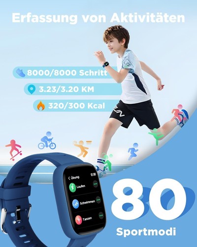 Kinder Smartwatch Fitness Uhr 1,8" Touchscreen - Bild 5 von 10