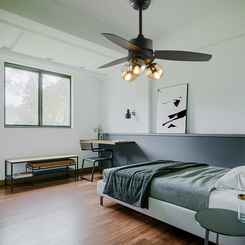 42'' Ceiling Fan Lamp 3 Blades 3 Speed Fan For Bedroom Dining Room Home Office - Image 2 of 4