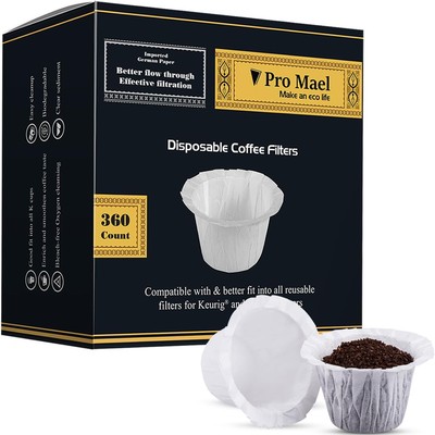 Pro Mael 360 Count Disposable K Cup Filters, Coffee Filter 360 Count, White 