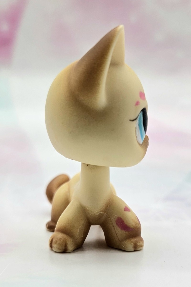 Littlest Pet Shop Authentic # 816 Cream Pink Paint Cat Teal