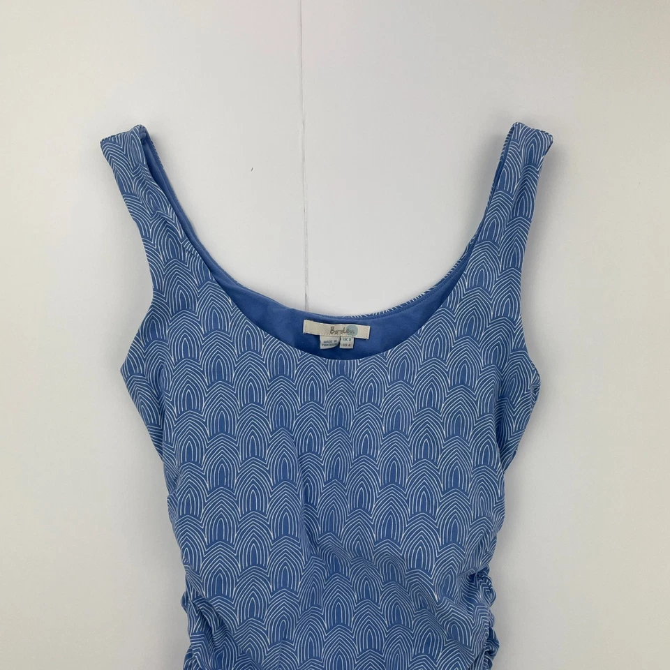 Top BODEN 8 Azul Mujer Sin Mangas Cuello Redondo Mezcla Algodón Geométrico Acanalado Foto 3 de 4