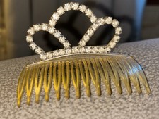 Vintage Made In USA Rhinestone Hair Comb triple-loop crown or tiara design