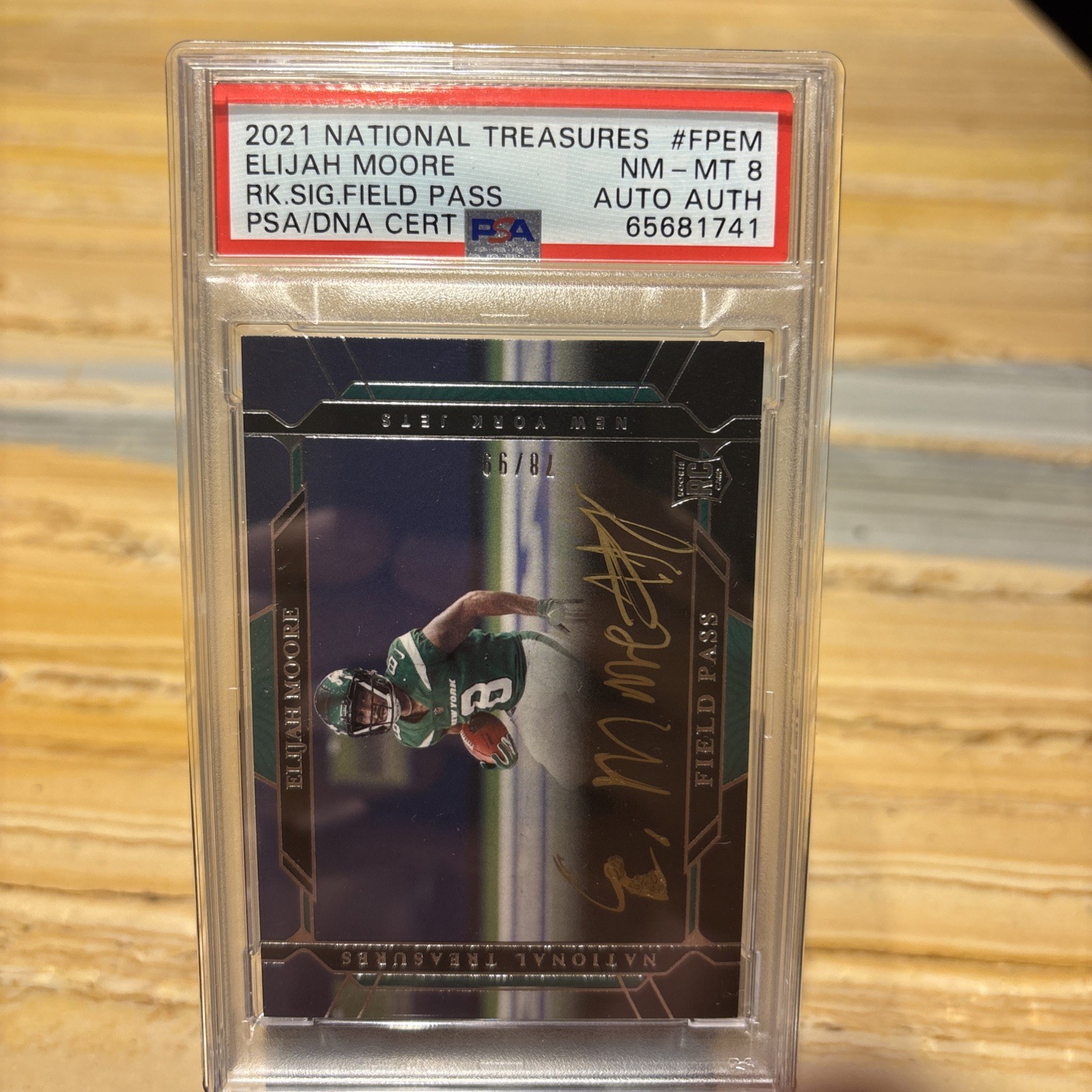 Elijah Moore Panini National Treasures Rookie Signatures Field Pass #FPEM Base