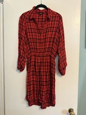 Express Red And Black Plaid Flannel Dress Size Small