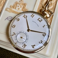 1951 Hamilton Grade 917 12S 17J 14K Gold Filled Pocket Watch Mint w/ Box