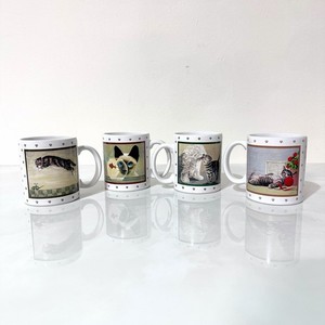 Vtg 1986 Vandor Cat Mugs Set of 4 | Lowell Herrero Illustrated Ceramic Cups