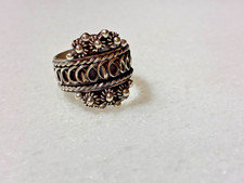 VTG Mexico Sterling Artisan Scrolls  Flowers Filigree Ring Taxco Style -Size 7