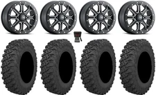 ITP Inertia Bdlk 15" Wheels Bk +40mm 30" Pro Runner Tires Kawasaki Teryx Mule