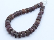 Natural Ruby Faceted Matte Barrel Gemstone Beads 8" Graduated Strand Loose DIY