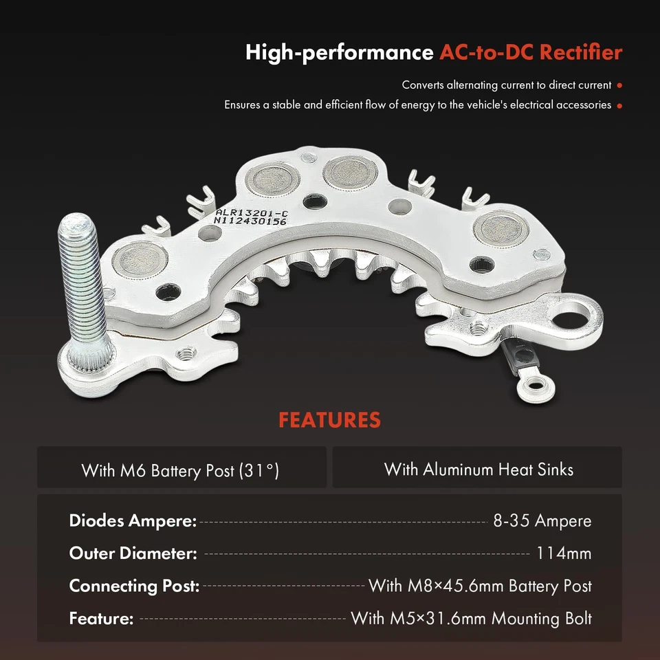 Alternator Rectifier Diode for Nissan Sentra 1995-1999 Pathfinder 1996-1997 14V - Image 2 of 4