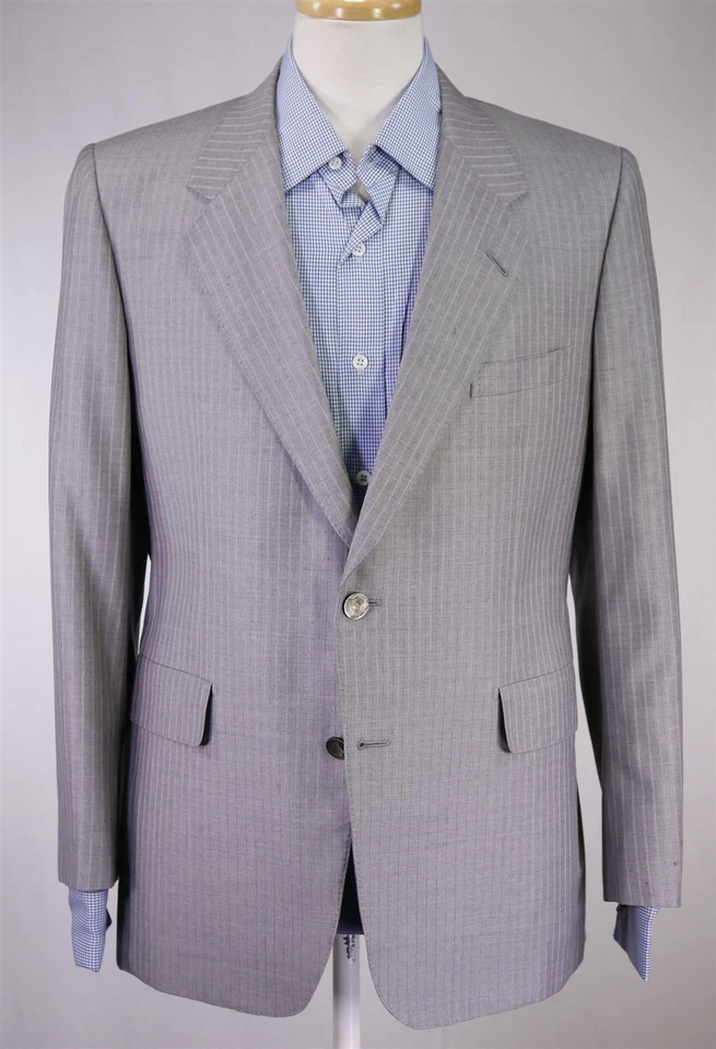 Blazer de lana Hickey Freeman a medida a mano gris rosa a rayas 2-Btn 40S Foto 2 de 4