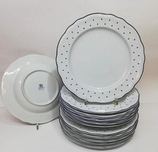 RICHARD GINORI 12 PIATTI ANTICO DOCCIA GOCCE POIS BORDO FILO BLU PIANI FONDI