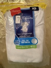 NWT Hanes 7 Pack Boys Crew Neck Tag Free T-Shirts 50/50 White Size XS 4-5