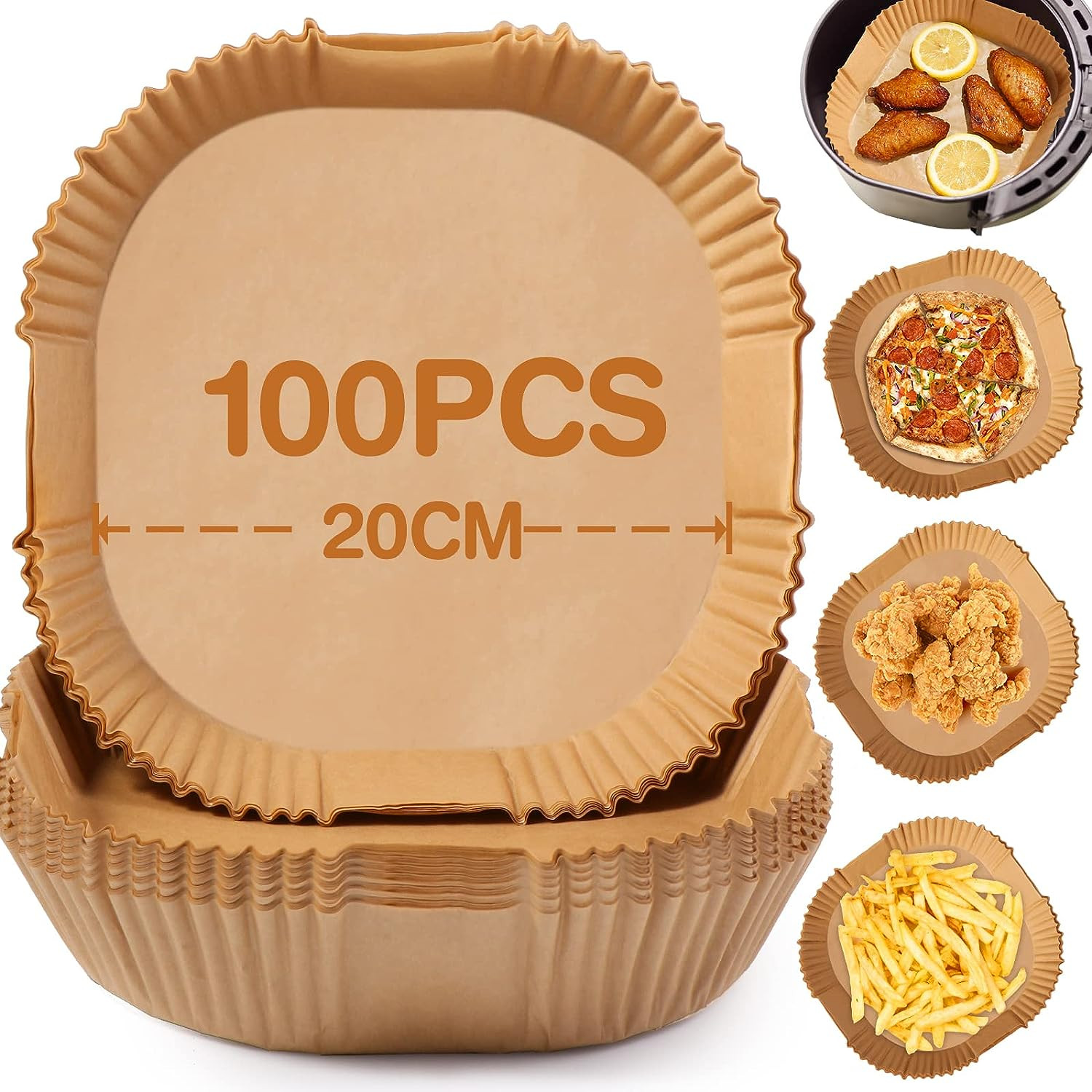 Carta Forno per Friggitrice Ad Aria, 100 Fogli, 20 Cm