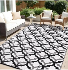 OLANLY Reversible Outdoor Rug 6x9 ft Clearance, Waterproof Outdoor Plastic Straw
