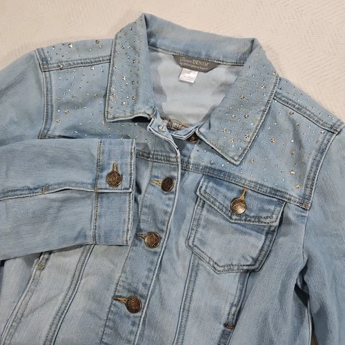 VETEMENTS Christopher and Banks Giacca Jeans Donna Medium Bling Denim Lavaggio Medio Y2K