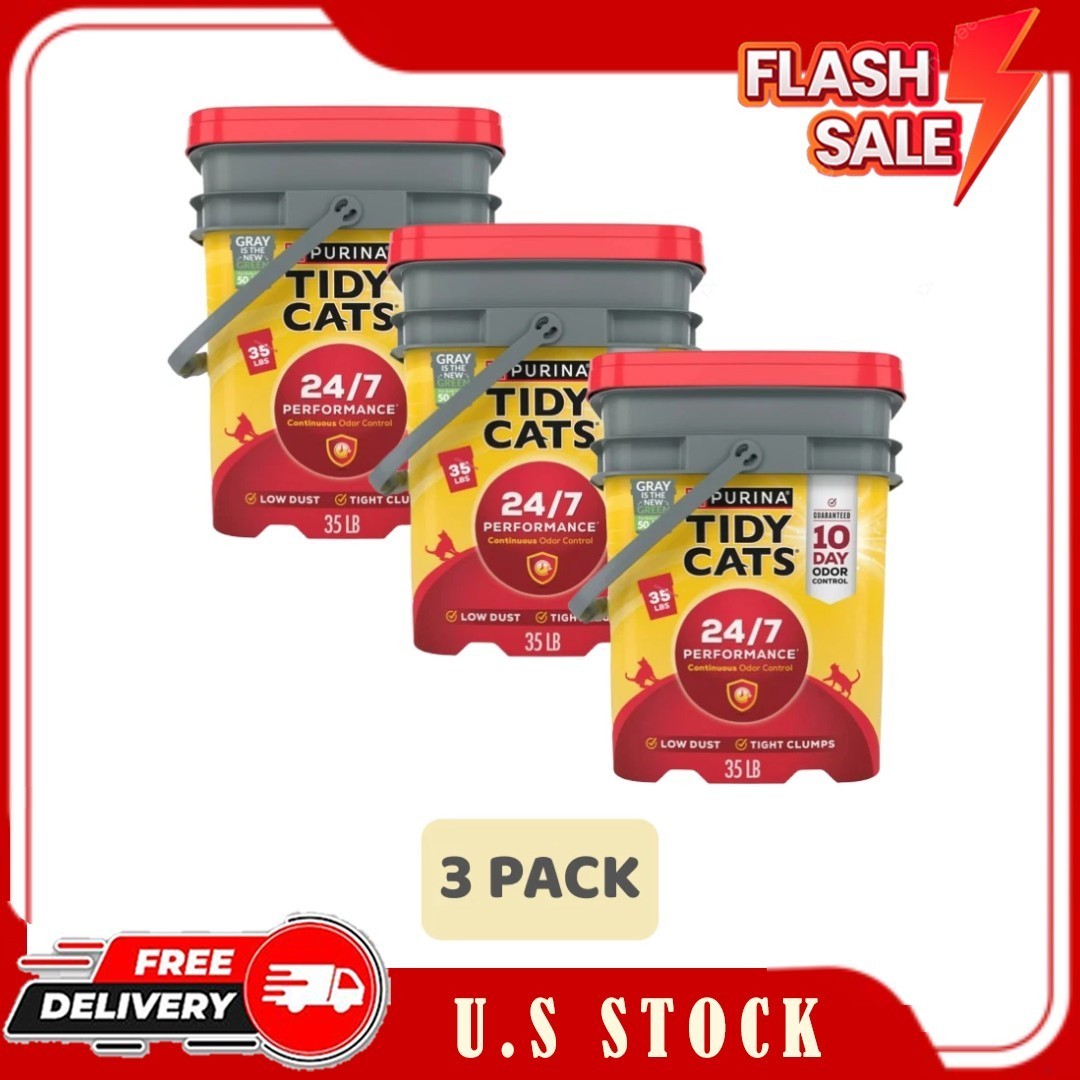 3 Pack Purina Tidy Cats 24/7 Clumping Cat Litter, Low Dust, 