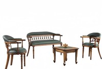 Set 4Tlg Arbeitszimmer Sessel Sofa Couchtisch Lehnstuhl Ledersofa Loungesessel