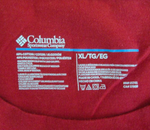 COLUMBIA Men's (Size XL) Red Long Sleeve Buffalo Plaid Graphic T-Shirt Cotton - Picture 4 of 5