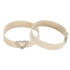 1 Pair High Heels Shoe Straps Shoe Band, Beige, Heart Rhinestone