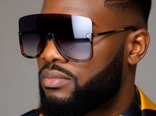 Sunglasses Hip Hop Streetwear Large Frame Men Shades UV400 Sun Protection Gold