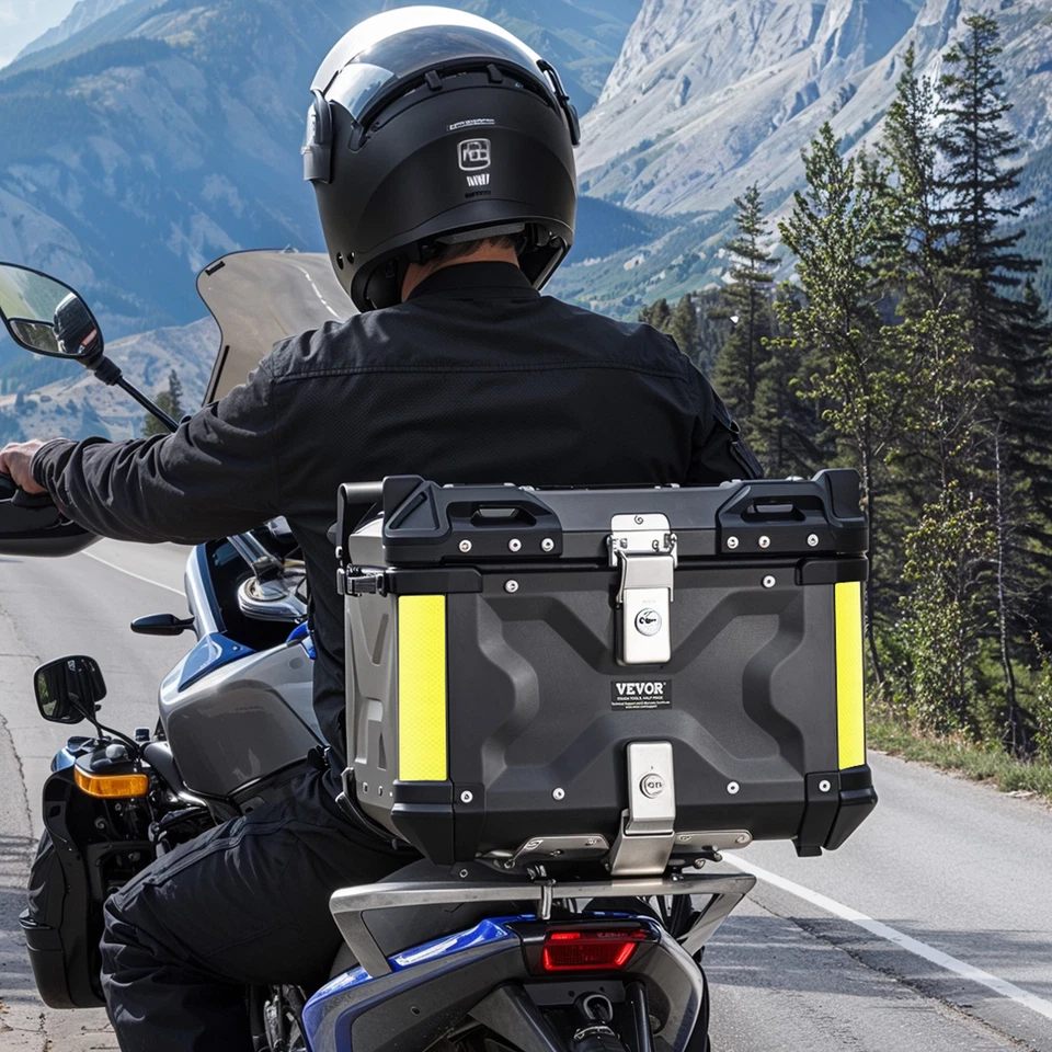 55L Motorcycle Luggage Tail Box Scooter Trunk Storage Top Case Waterproof Black - Image 2 of 4