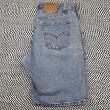 VTG Levis 550 MENS 35 Blue Light Wash Relaxed Fit Jean Shorts Orange Tab