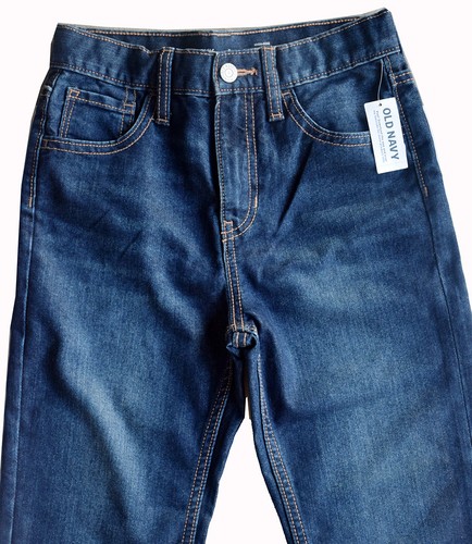Old Navy Boy's Size 8 Blue Denim Jeans, High-Rise Slouchy Straight Pants, NWT - Picture 3 of 5