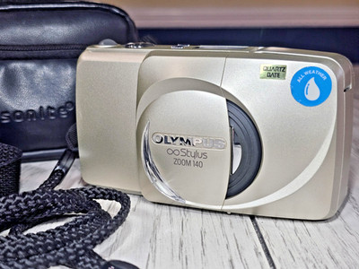   Olympus Stylus Zoom 140 All Weather 35mm Point Shoot Film Camera & Case WORKS