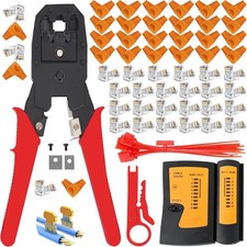 LEATBUY Crimper Cat5/Cat5e/Cat6 Crimping Tool RJ45 Crimp Tool Set for RJ11/RJ12