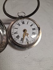 Antique English Silver Verge Fuse Pair Case  Pocket Watch circa 1747
