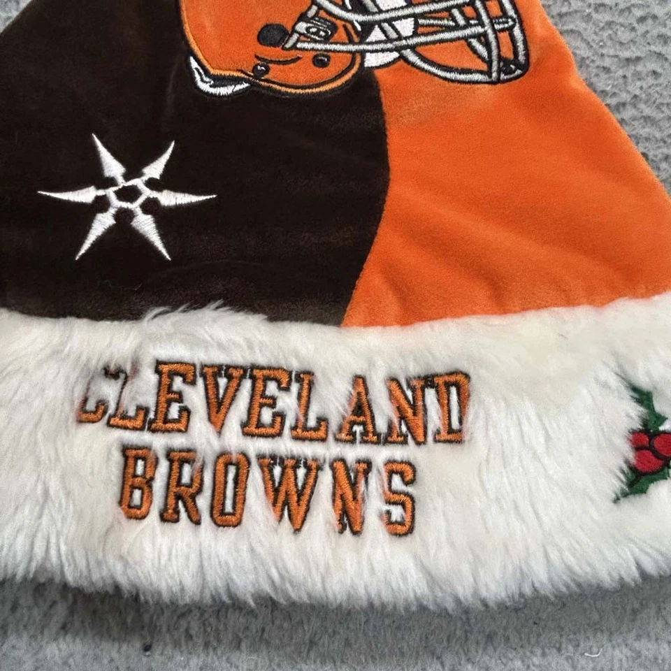 Cleveland Browns Santa Hat Cap Mens  One Size Forever Collectibles - Image 4 of 4