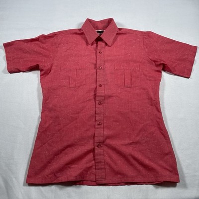 Sea Isle by Arrow vintage NOS Short sleeve button down casual comfort Medium red