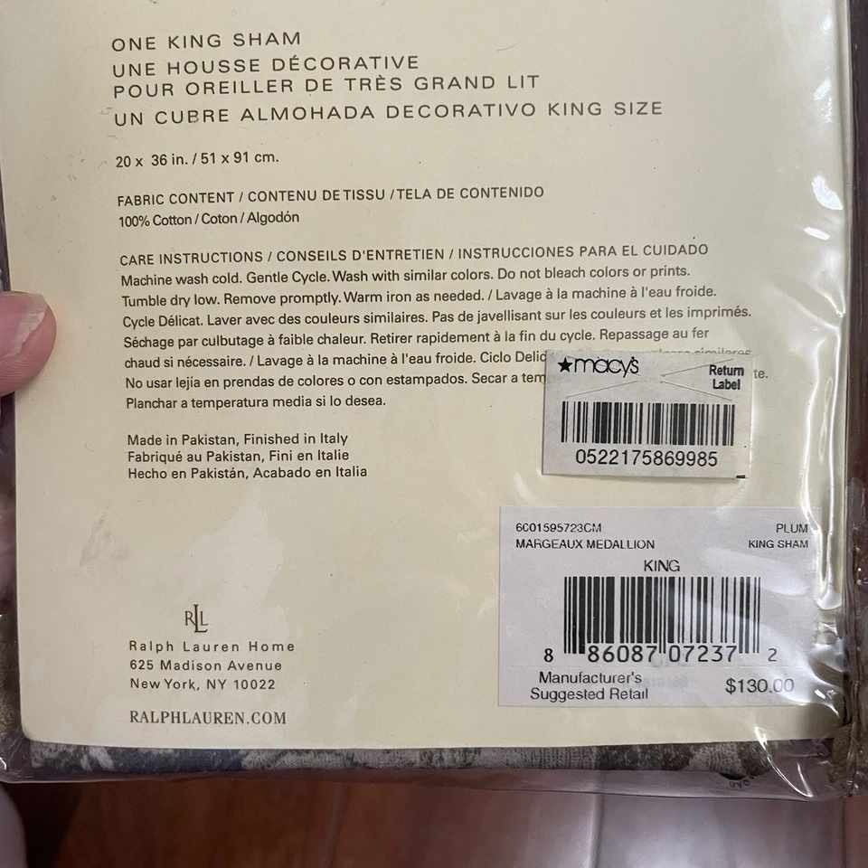 Ralph Lauren Margeaux Medallón Ciruela Rey Falsa Nuevo en Paquete Raro Difícil de Encontrar B38 Foto 3 de 3