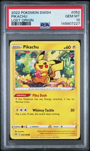 2022 POKEMON SWORD & SHIELD LOST ORIGIN #052 PIKACHU PSA 10