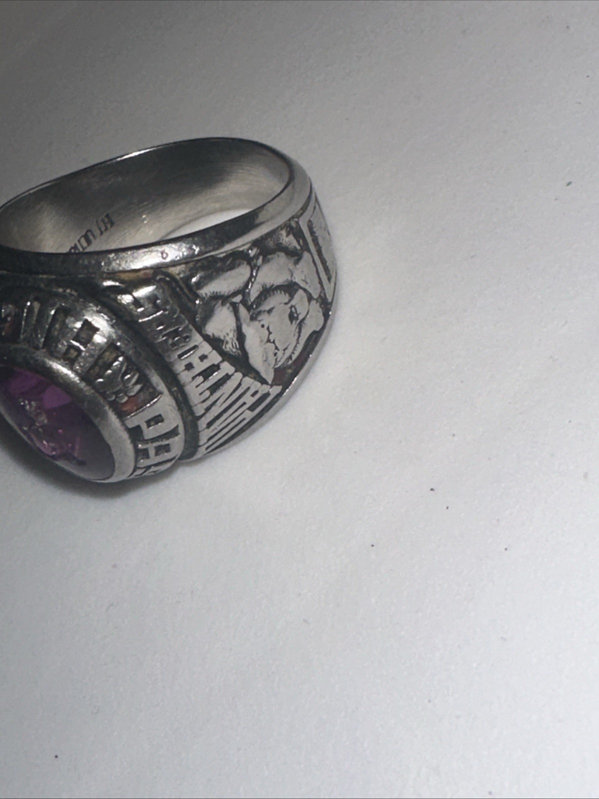 1981 High School Class Ring Silver Tone with Red … - image 2