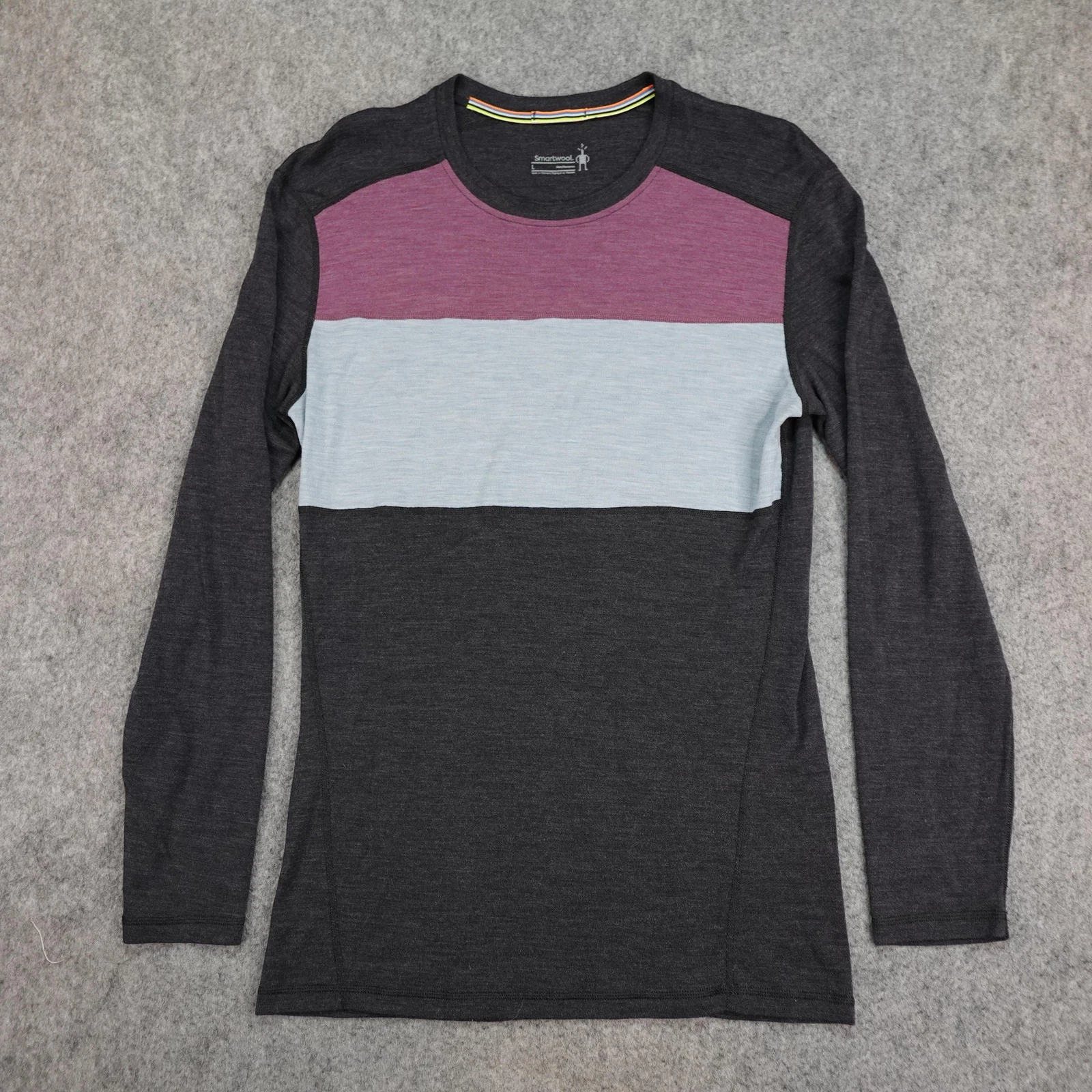 Smartwool Shirt Mens Large Gray Base Layer Merino Wool Sweater Hiking Pullover