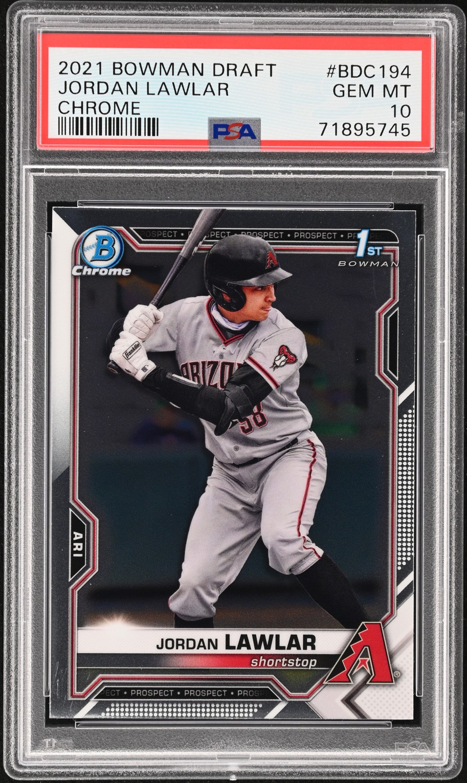 2021 BOWMAN DRAFT CHROME #BDC194 JORDAN LAWLAR PSA 10