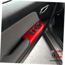 Car Window Switch Panel Cover Side Door Lock Lift Control Button Frame Red