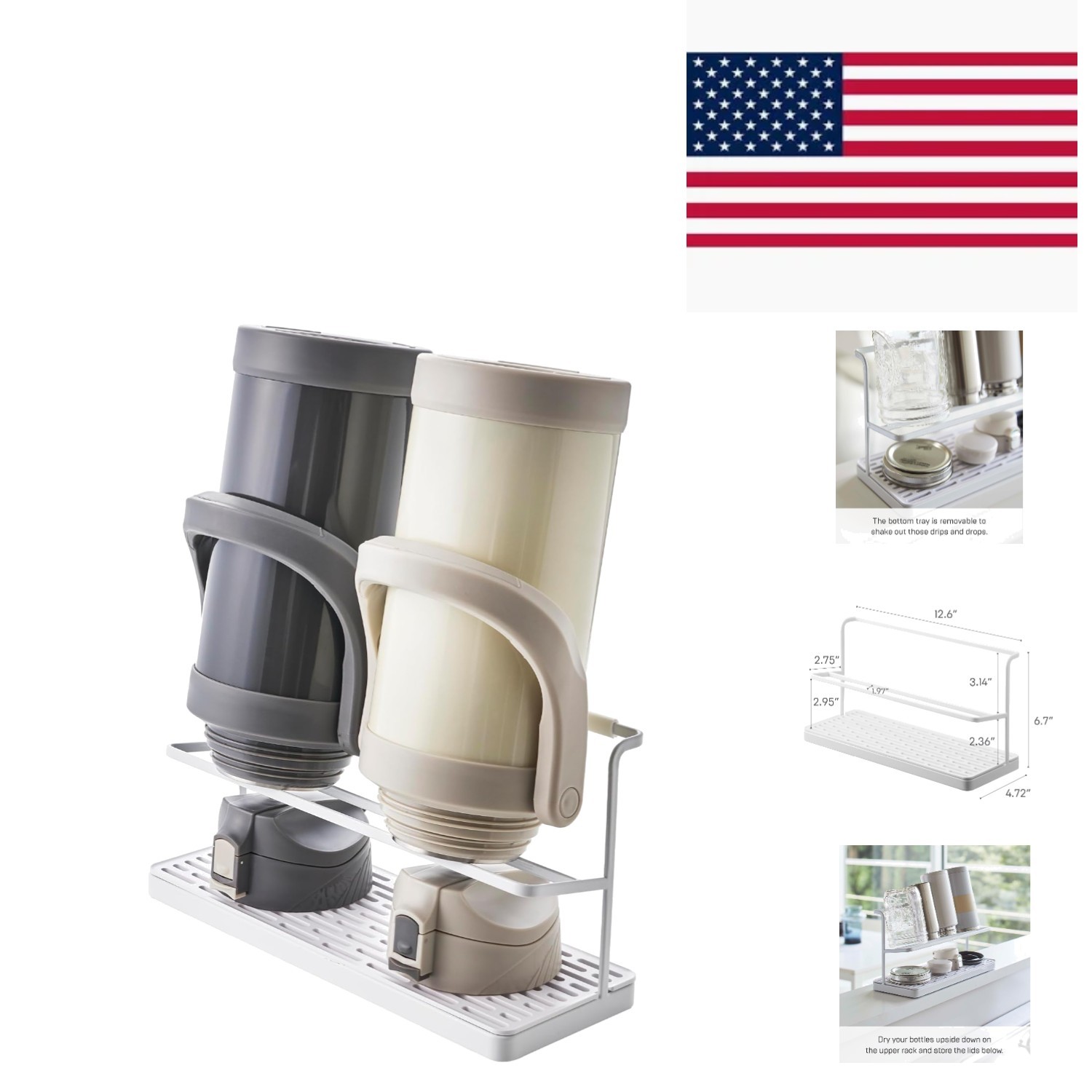 Adjustable Two-Tier Bottle Drying Stand with Drainage Tray for Home Convenience