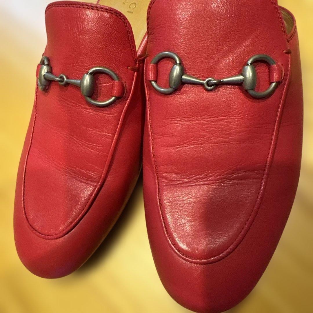 GUCCI Mules Sandals Frat Horsebit Leather Red EU36.5/US6.5 116137c thumbnail 15