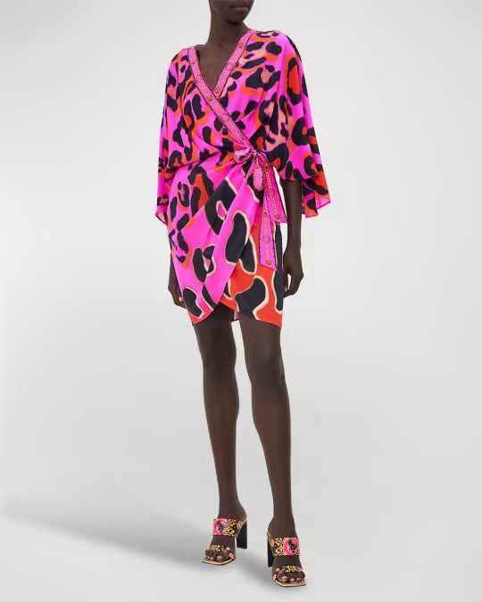 Camilla always change your spots draped front wrap mini dress size M