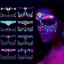  Free Duty Tax Glow in The Dark Tattoos Stickers, Fake Face Temporary Tatto