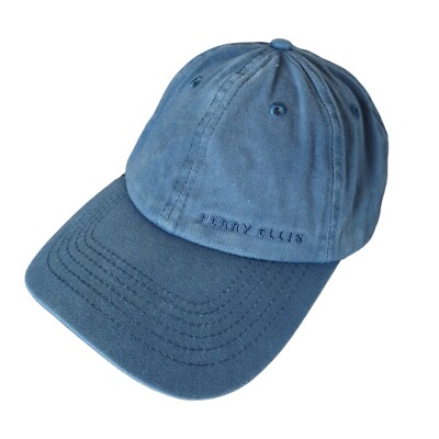 Perry Ellis Baseball Cap Hat Cotton Adjustable Buckle Strap Blue