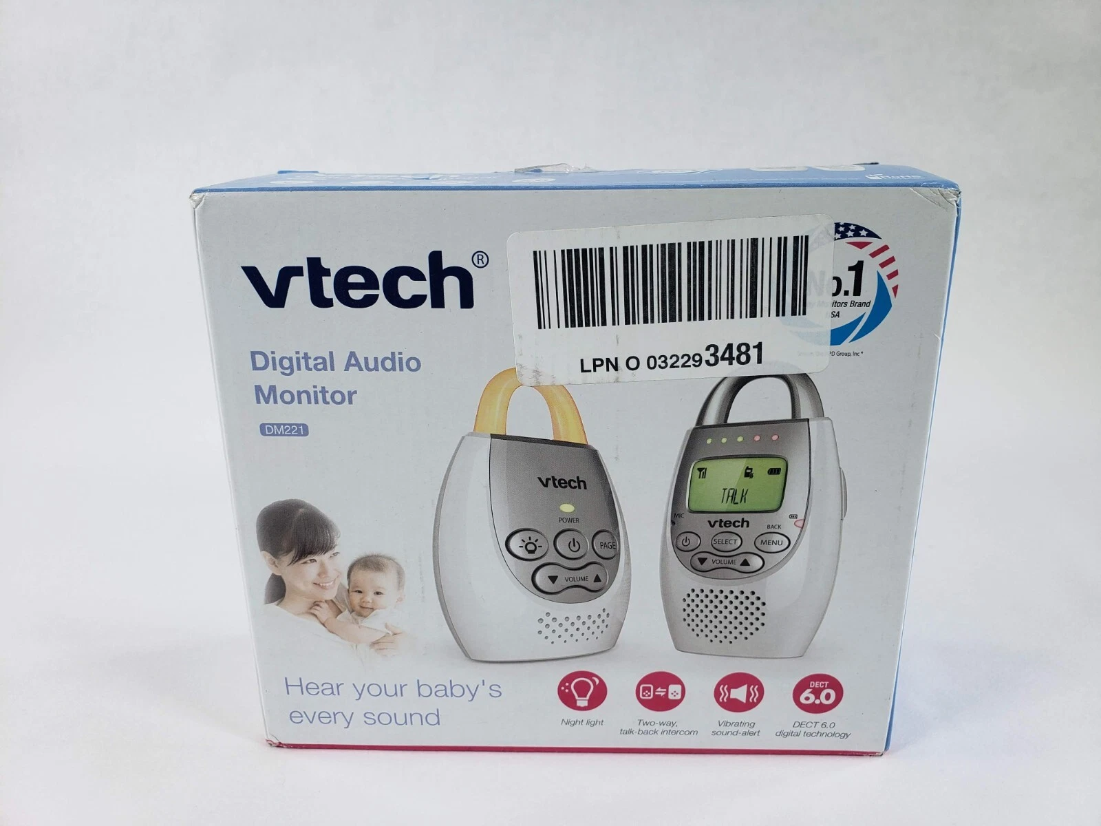 VTech DM221 Audio Baby Monitor with up to 1,000 ft of Range White/Silver