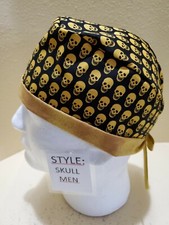 Skeleton Skulls yellow Men's Skull/Chemo Surgical Scrub Hat/Cap Handmade