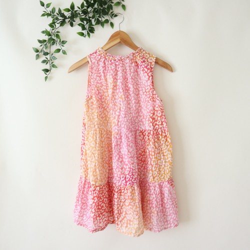 Crewcuts J.Crew Girls' Sleeveless Leopard Cotton Poplin Tiered Dress Size Large - Picture 3 of 4